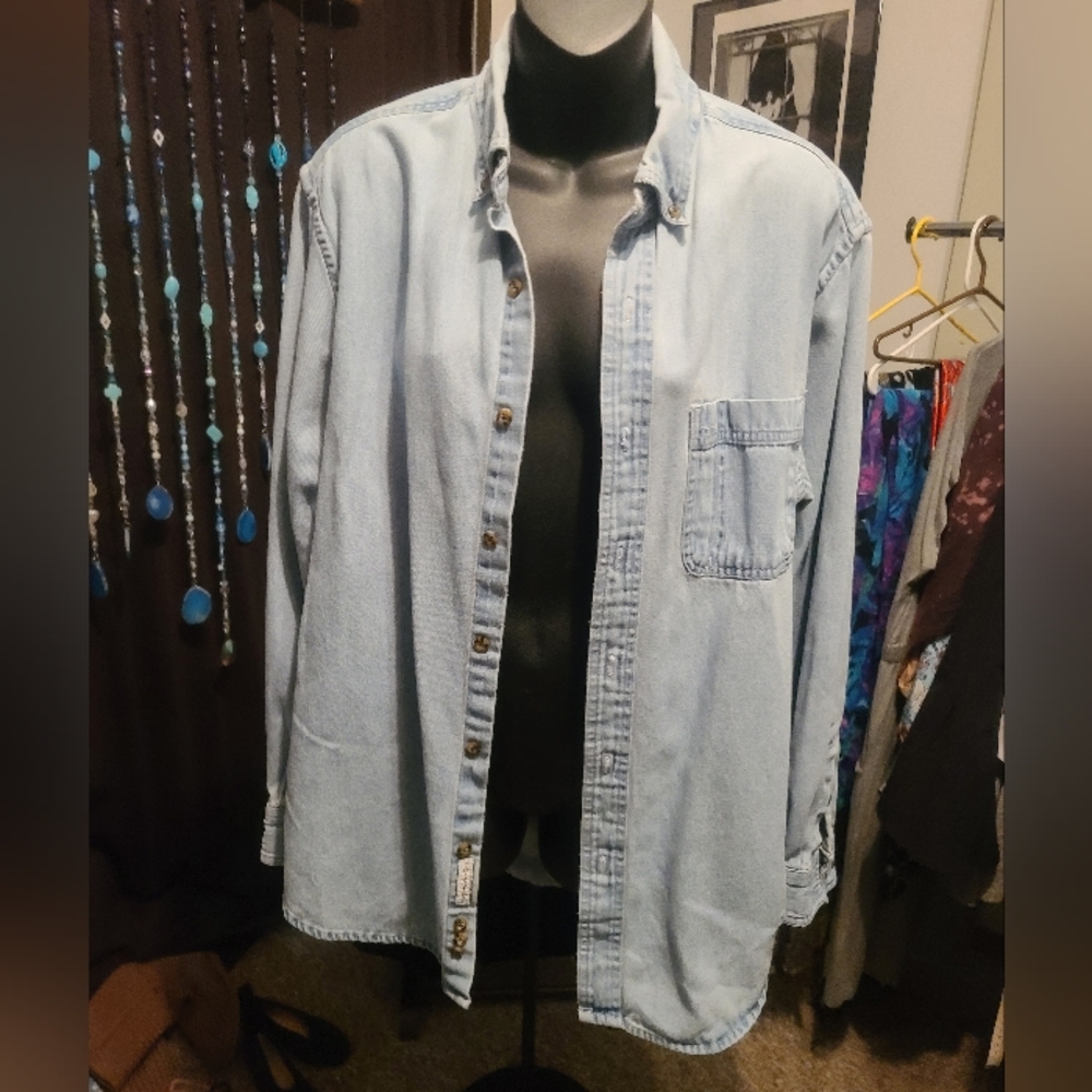 🐰Covington Light Blue Button Down 100% Cotton Denim Shirt